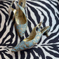 Dolce & Gabbana Gold/Blue Brocade Metallic Kitten Heels