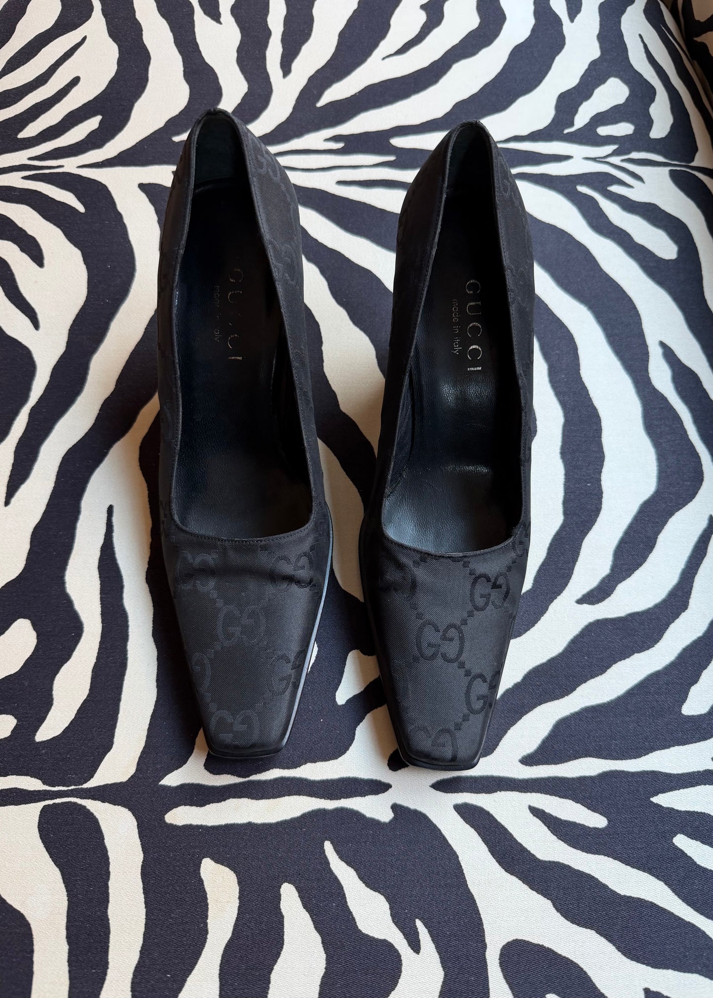 Gucci Monogram Black Heel