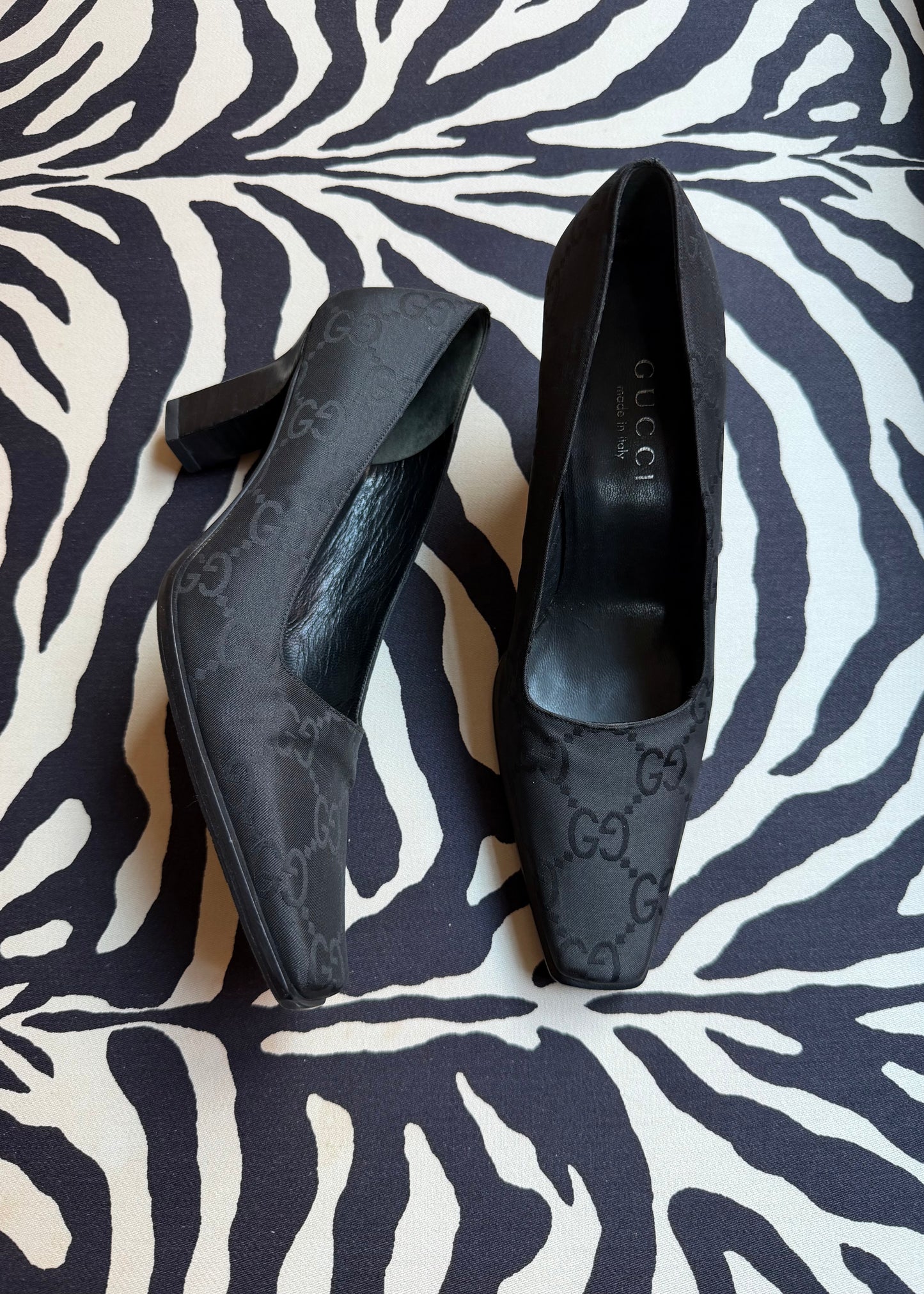 Gucci Monogram Black Heel