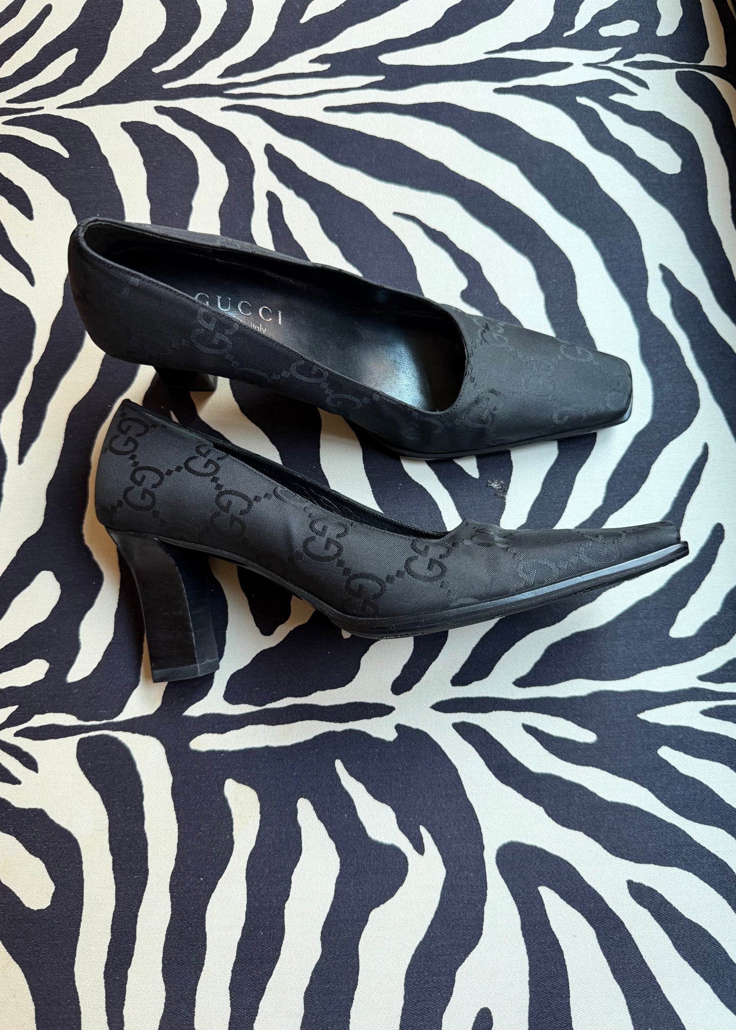 Gucci Monogram Black Heel