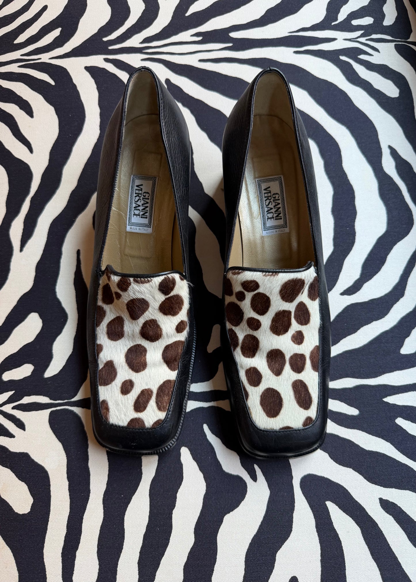 Gianni Versace Ponyhair Animal Print Loafer