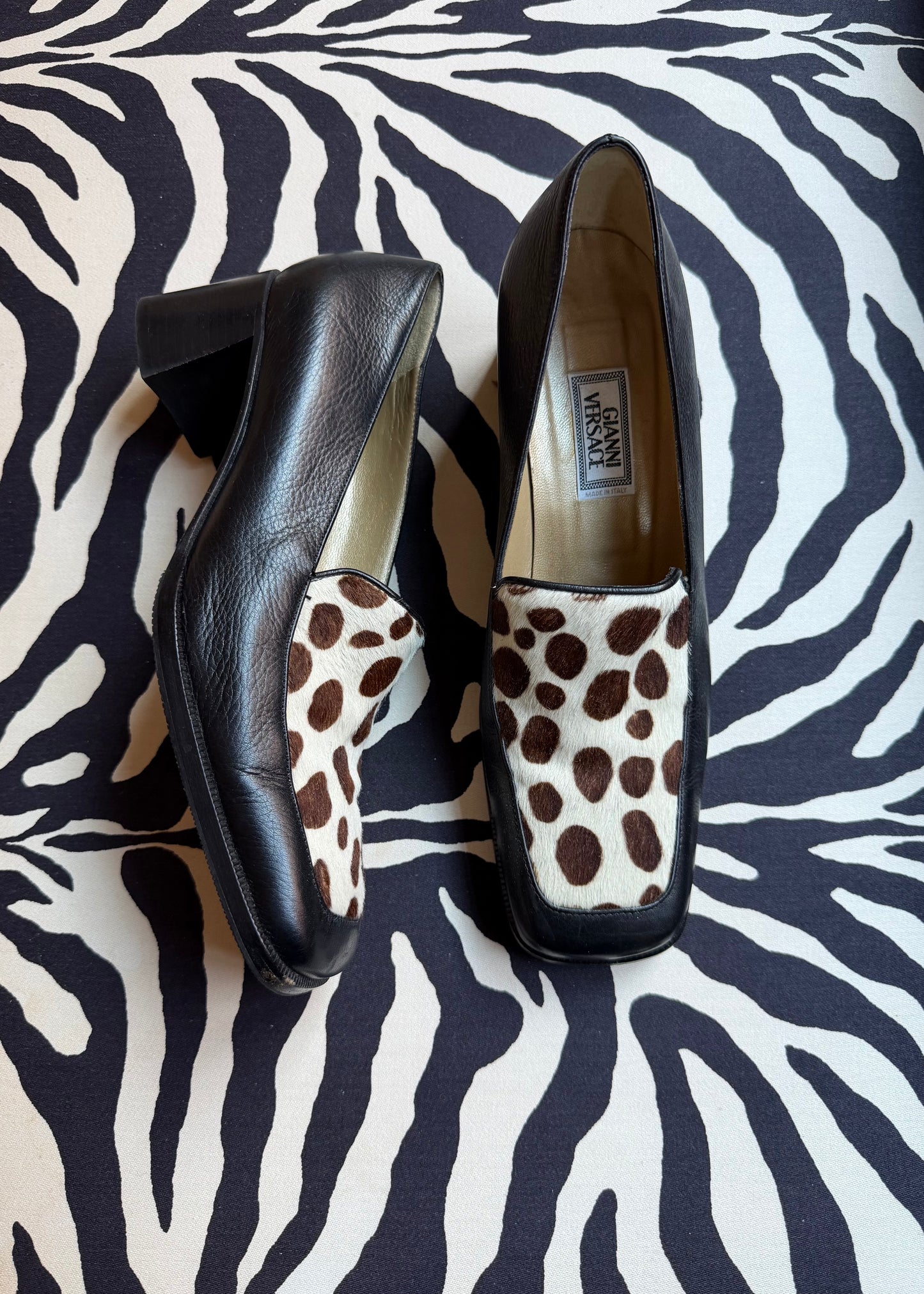 Gianni Versace Ponyhair Animal Print Loafer