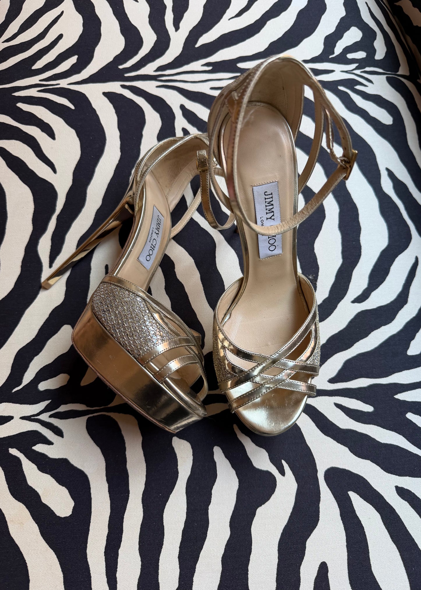 Jimmy Choo Metallic Platform Heel