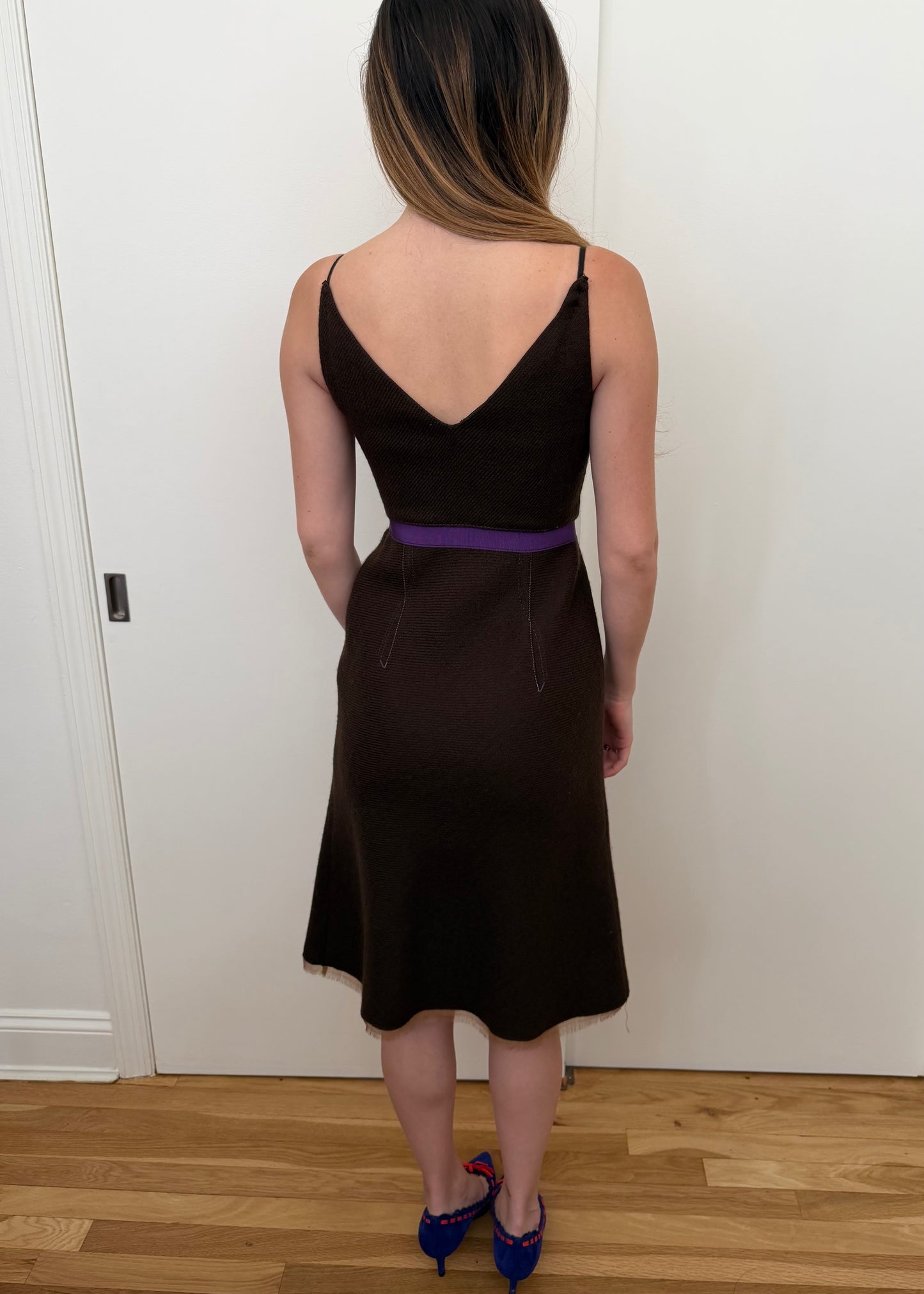 Prada FW2000 Brown Wool Midi Dress