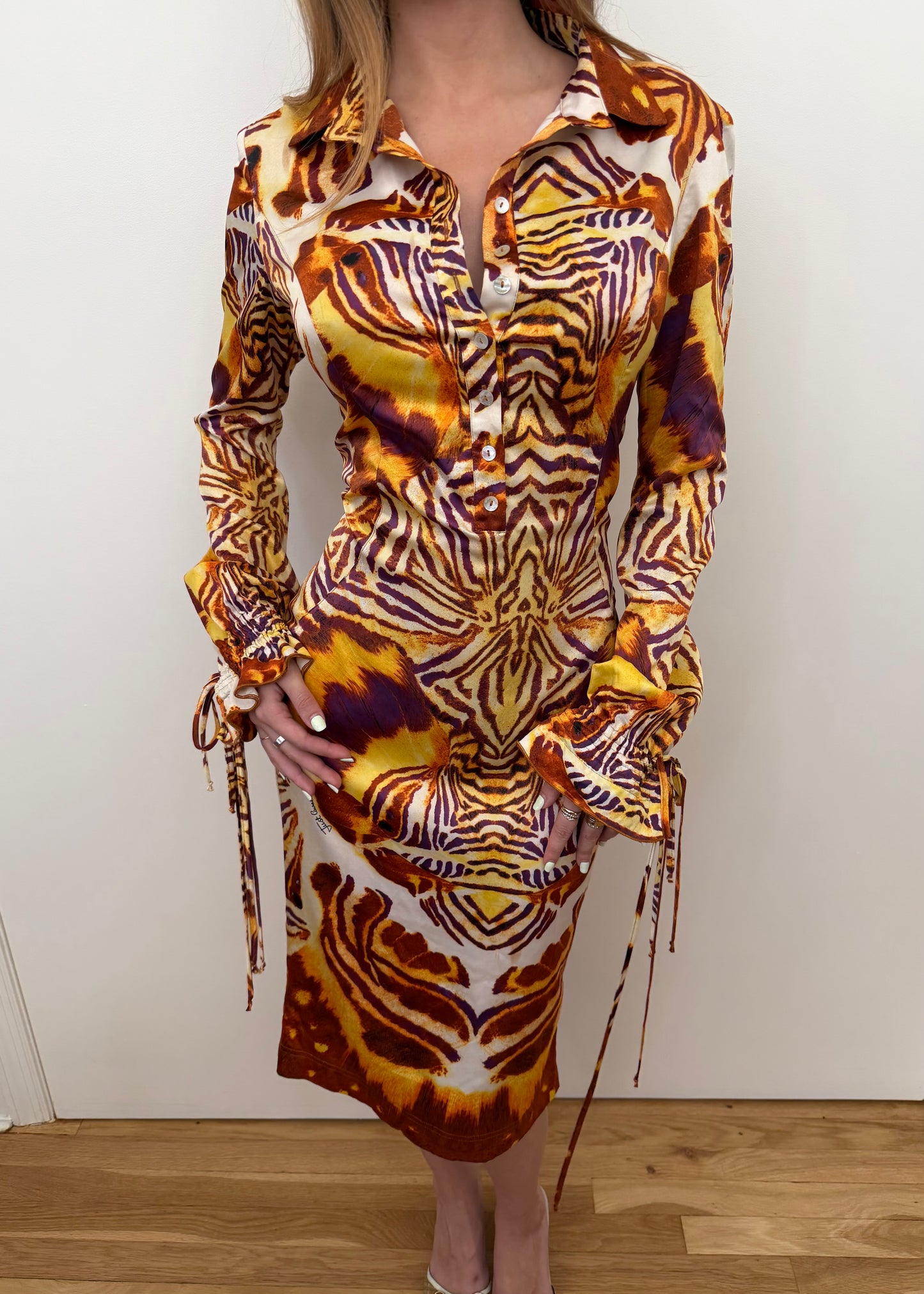 Roberto Cavalli 2007 Animal Printed Multicolor Dress