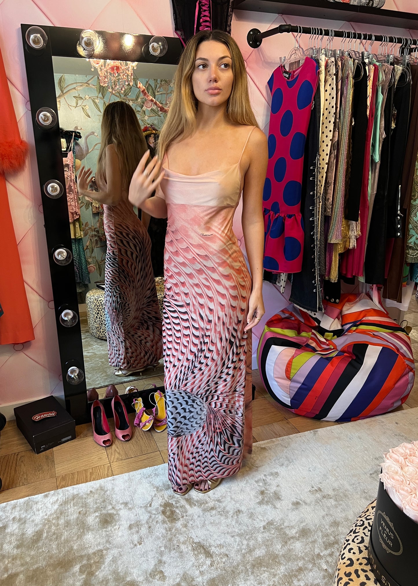 Roberto Cavalli SS2001 Psychedelic Print Nylon Dress