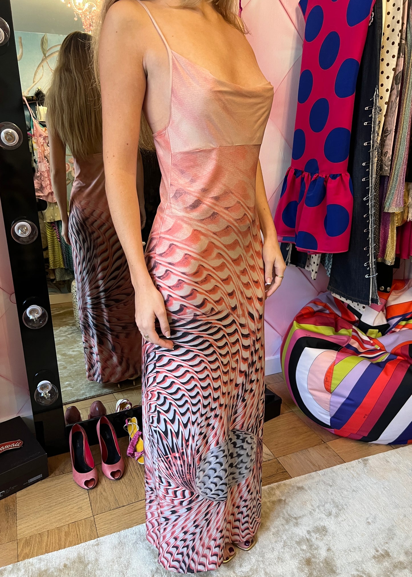 Roberto Cavalli SS2001 Psychedelic Print Nylon Dress