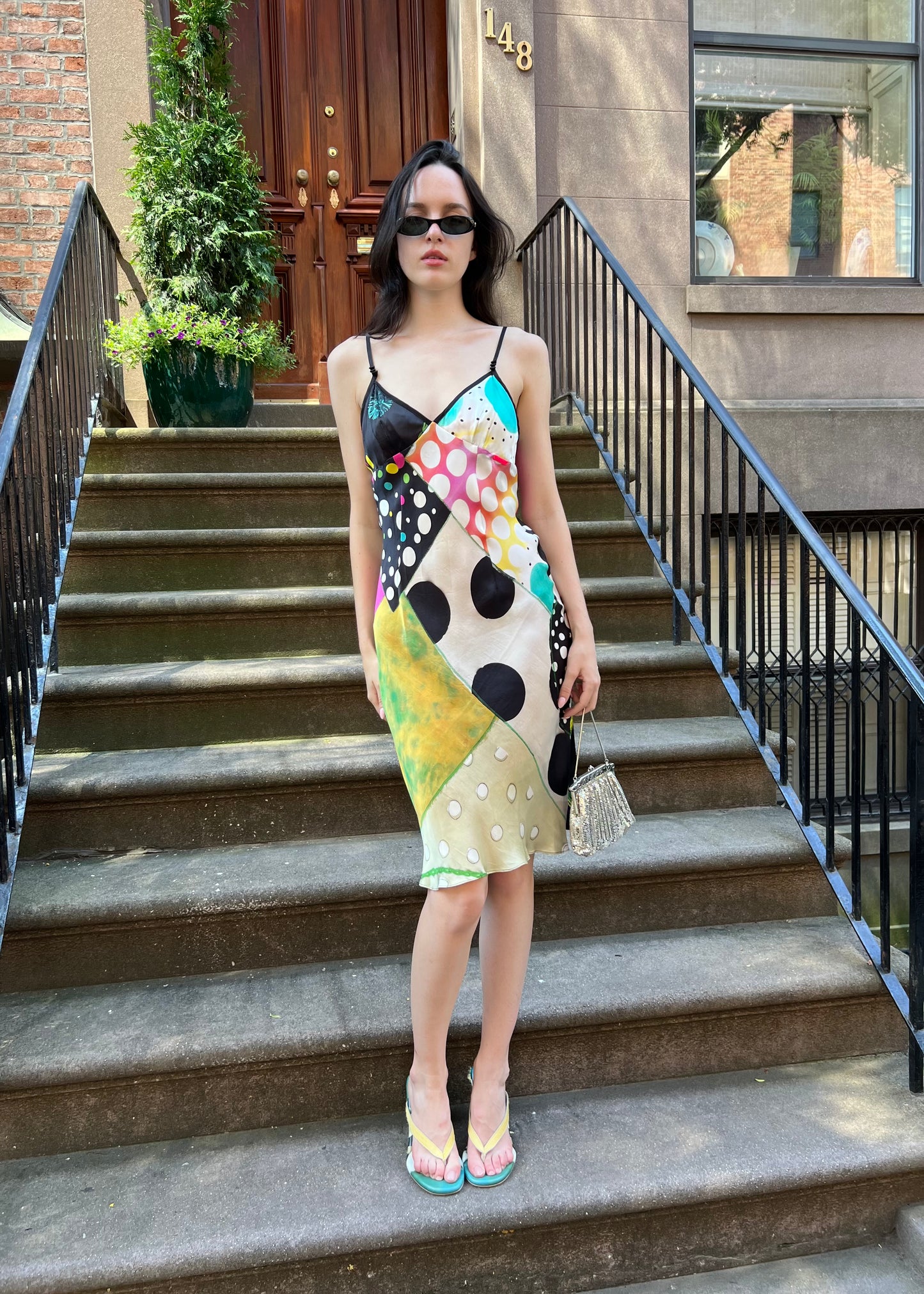 Galliano Multicolor Polka Dot Silk Dress
