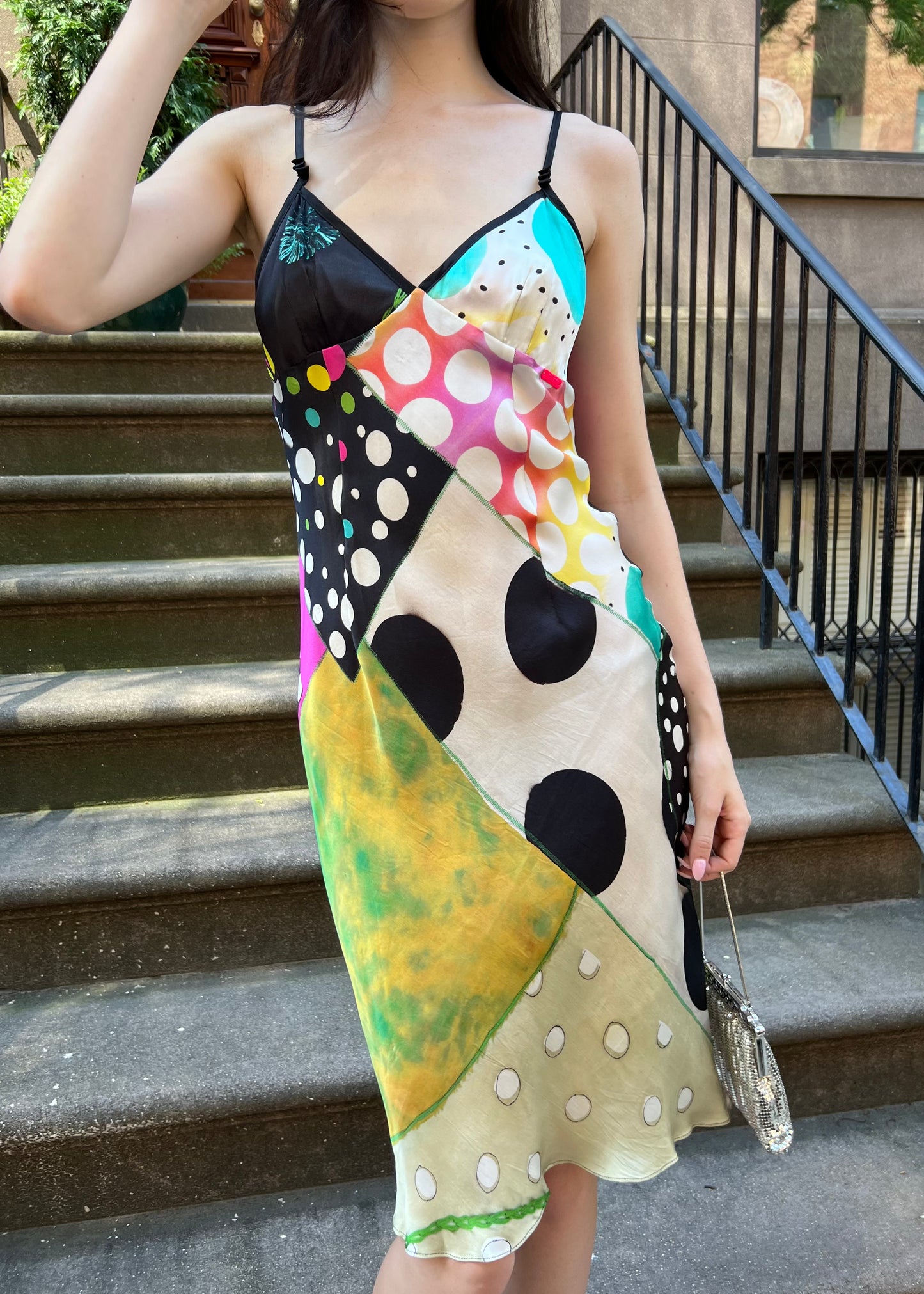 Galliano Multicolor Polka Dot Silk Dress