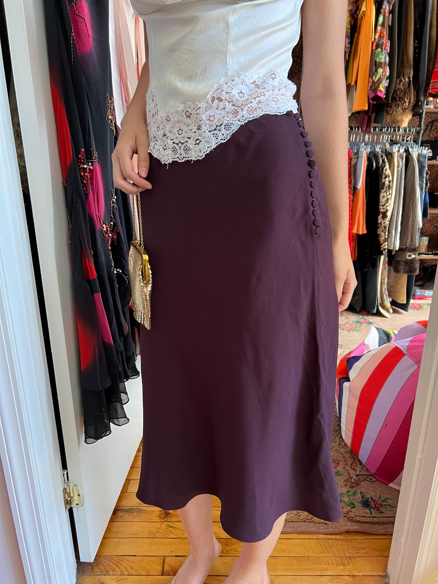 Dior Eggplant Midi Skirt