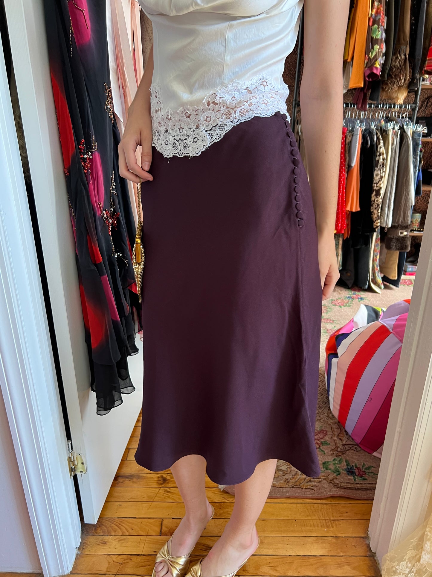 Dior Eggplant Midi Skirt