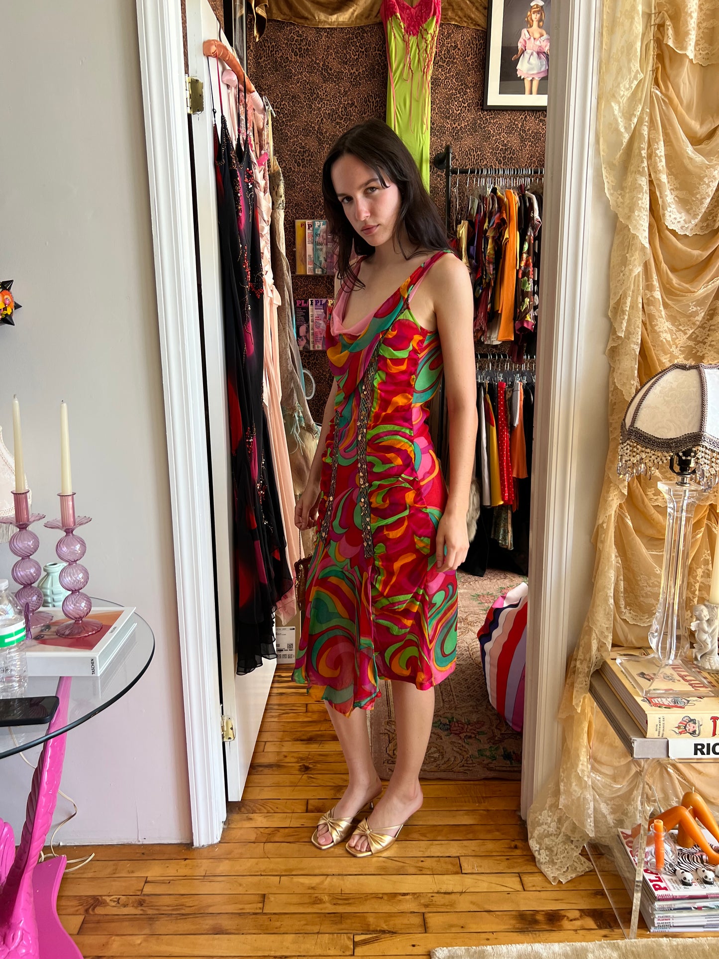 Voyage Multi-Color Embellished Mesh Midi Dress
