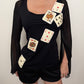Moschino Jeans Playing Card Silk Sleeve Top
