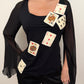 Moschino Jeans Playing Card Silk Sleeve Top