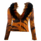 Roberto Cavalli FW2000 Tiger Fur Trim Cardigan