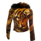 Roberto Cavalli FW2000 Tiger Fur Trim Cardigan