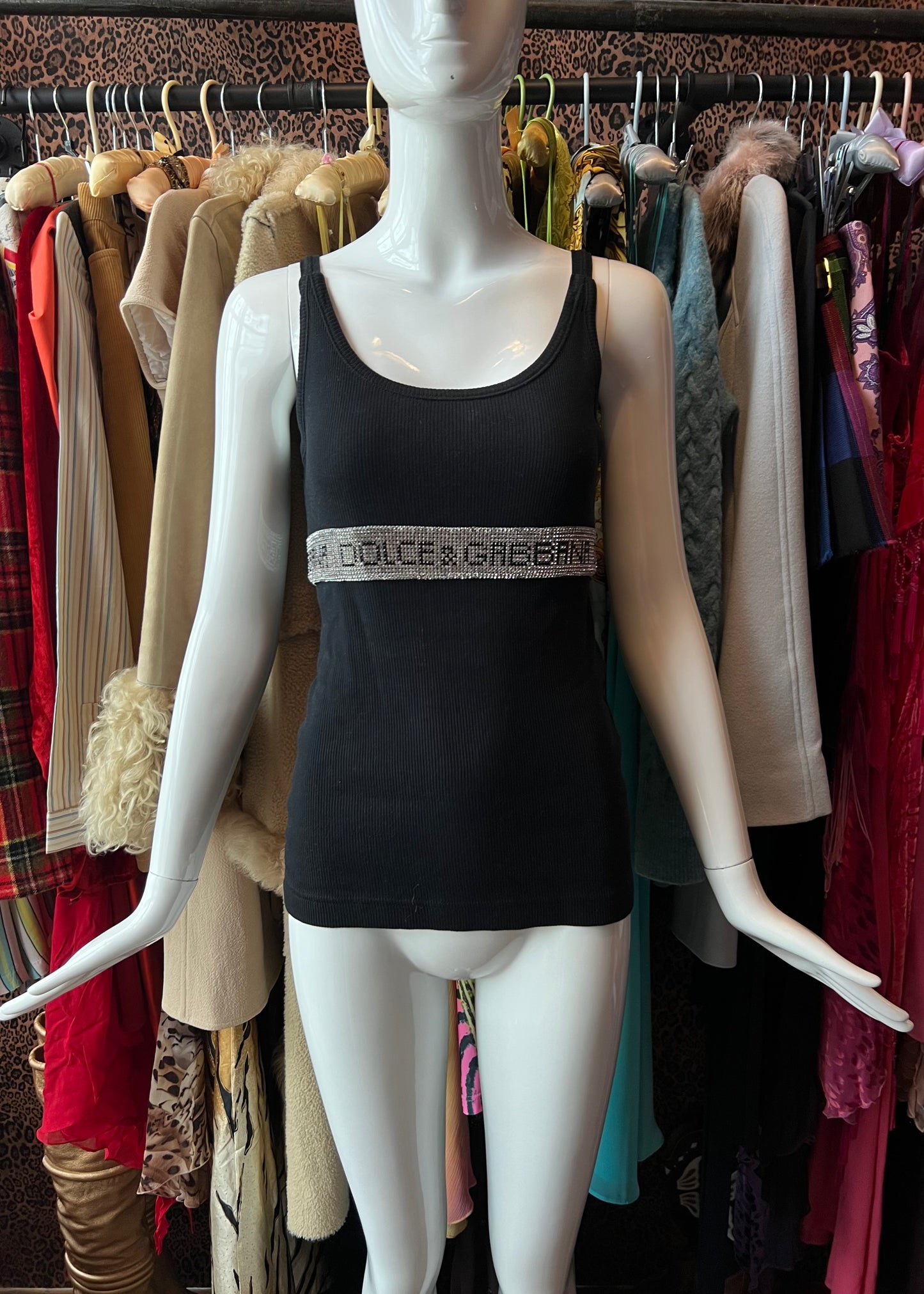 Dolce & Gabbana 2003 Rhinestone Logo Tank