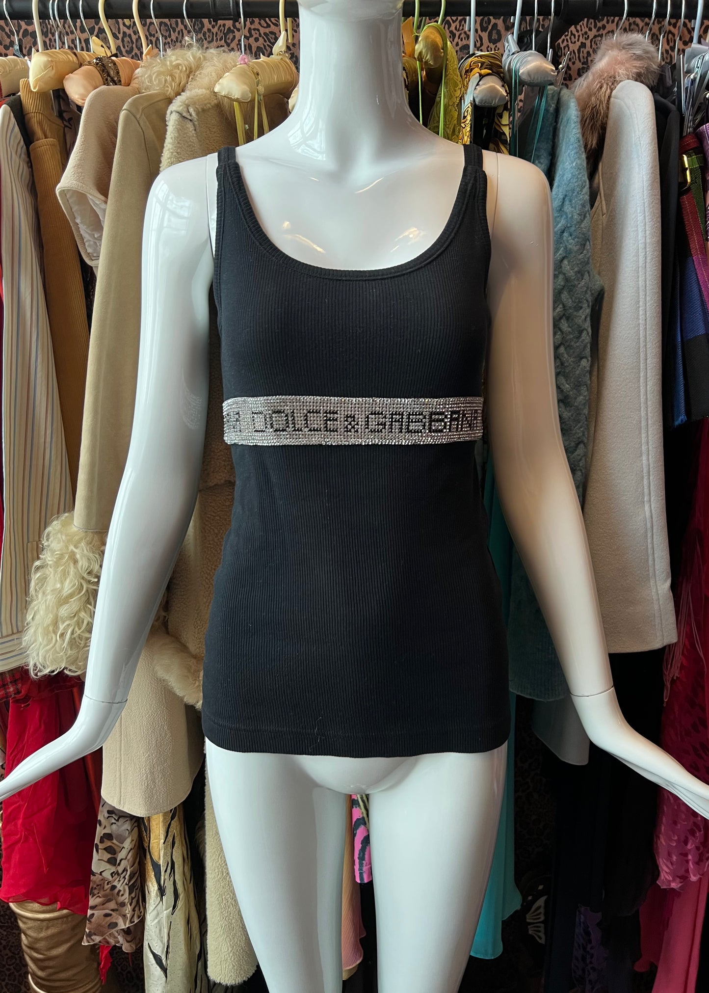 Dolce & Gabbana 2003 Rhinestone Logo Tank