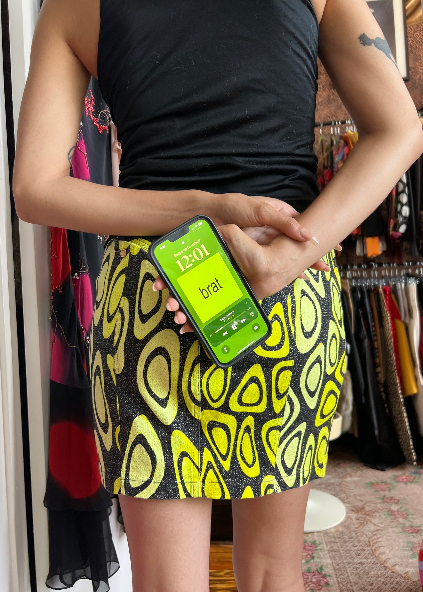 Roberto Cavalli Psychedelic Print Glitter Skirt