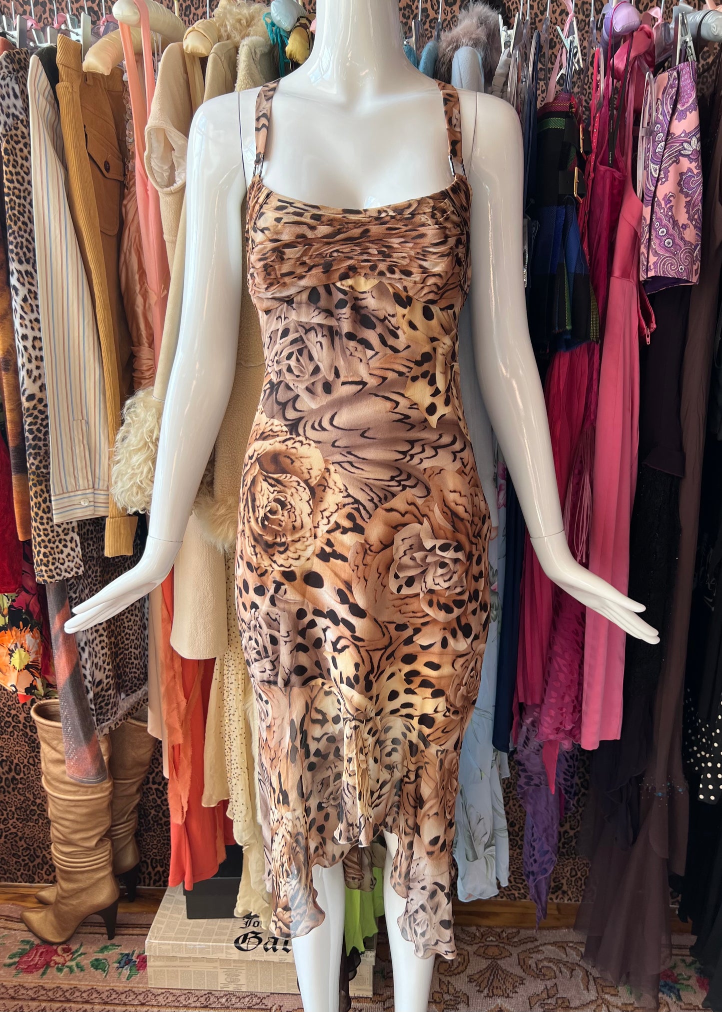 Versace FW2003 Leopard Print Silk Dress