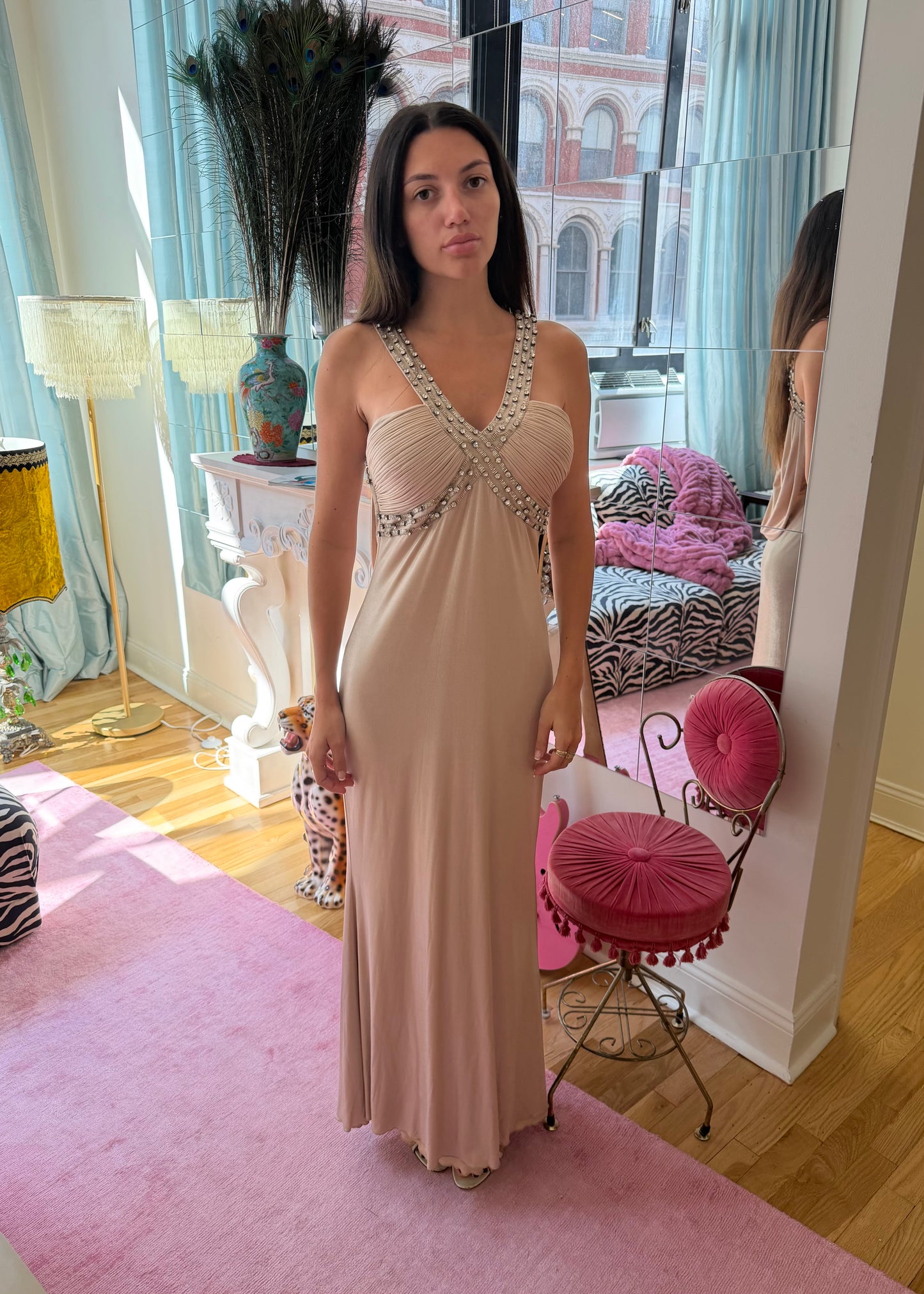 Alberto Makali Vintage Metallic Gown