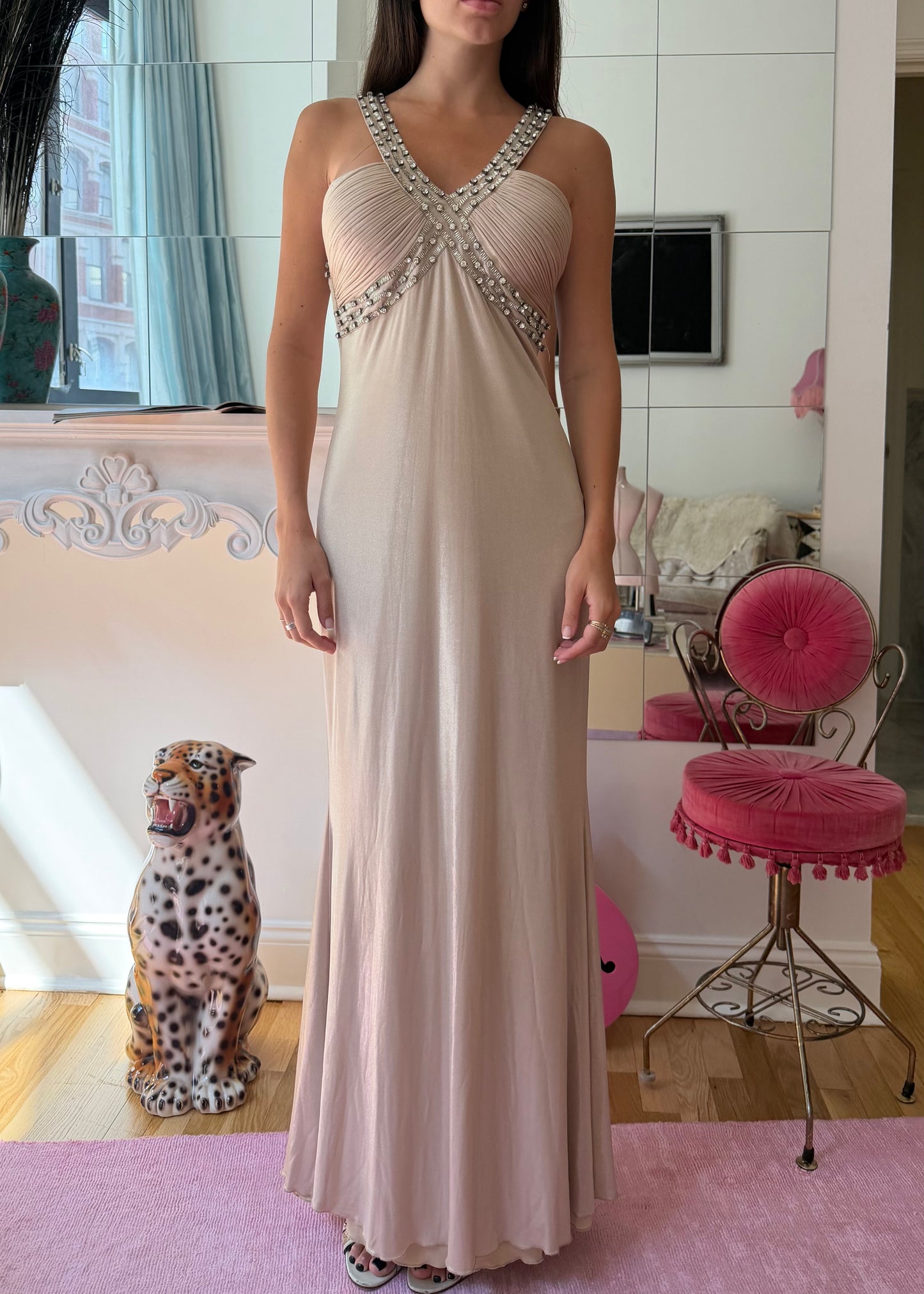 Alberto Makali Vintage Metallic Gown