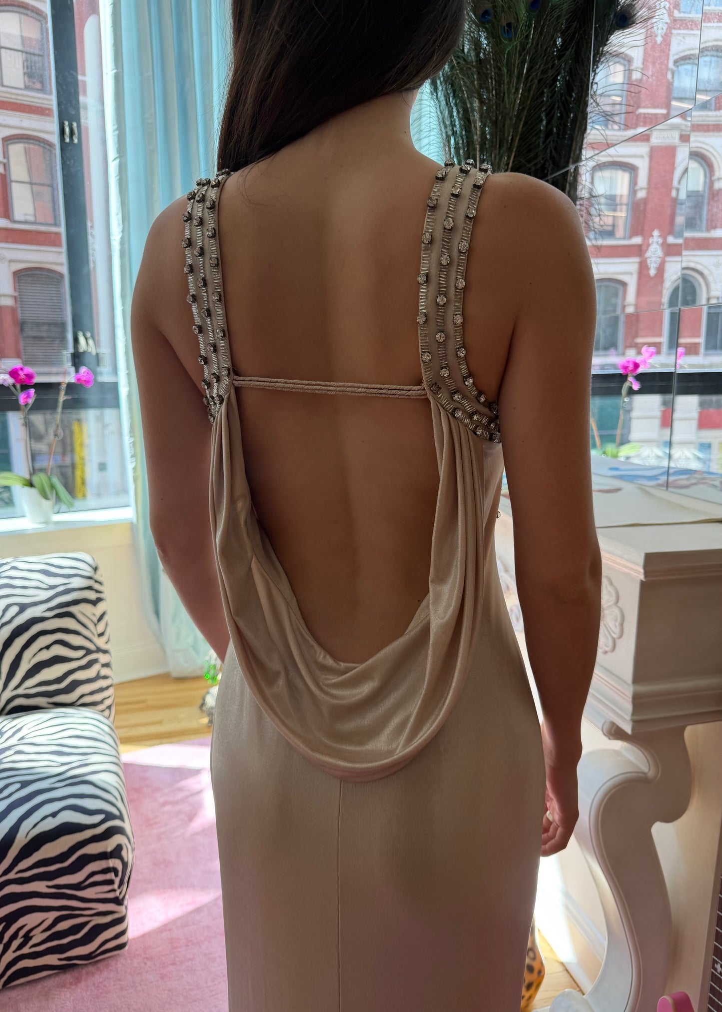 Alberto Makali Vintage Metallic Gown
