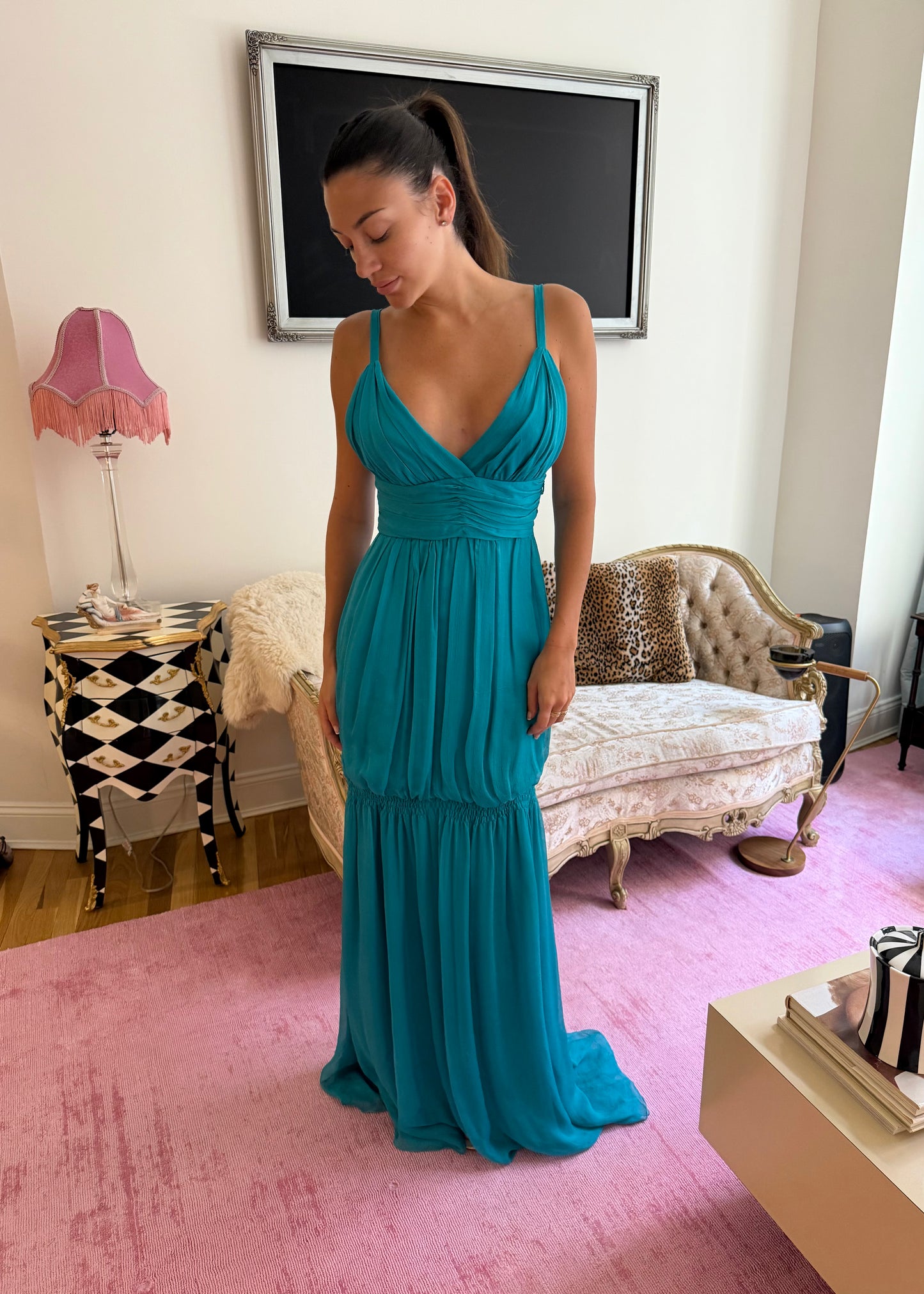 French Vintage 100% Silk Gown