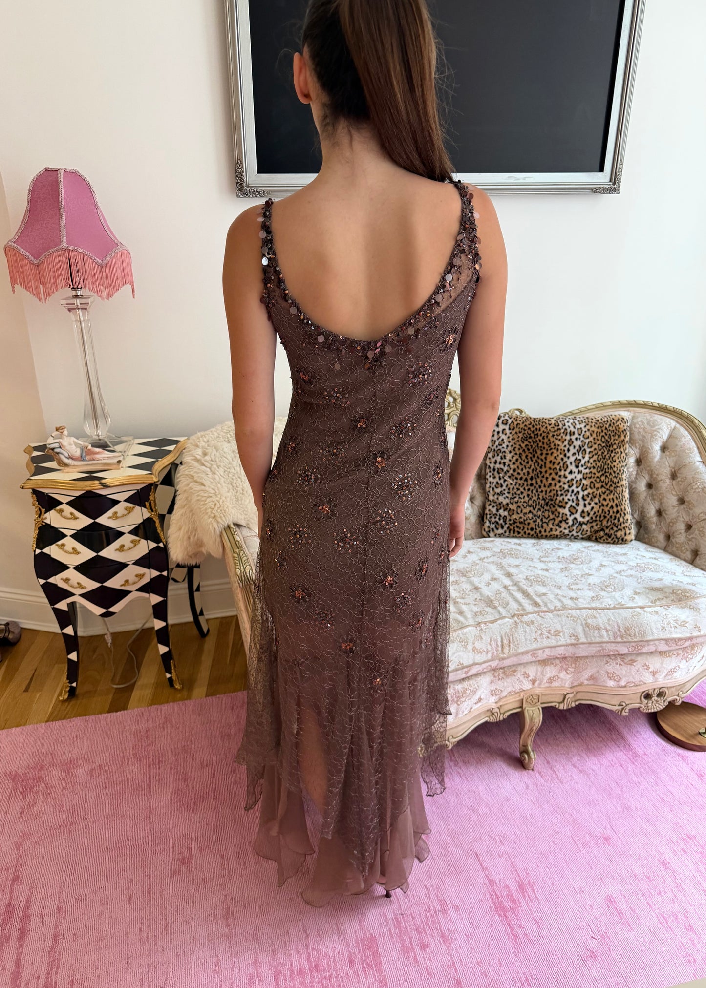 Vintage Embellished 100% Silk Gown