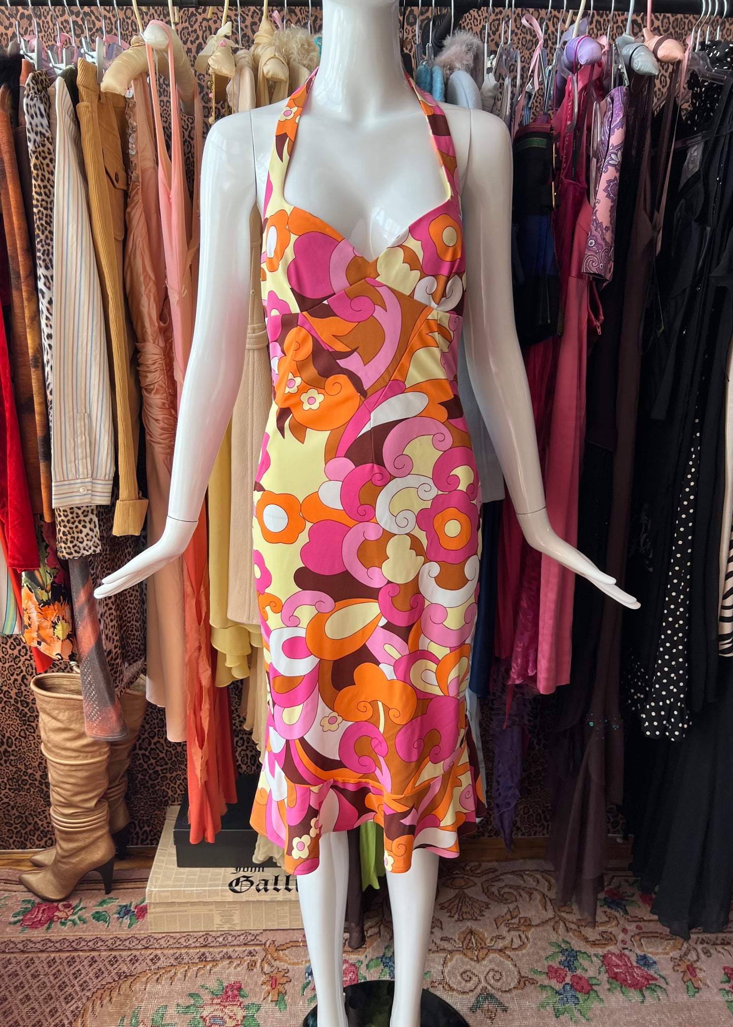 Dolce & Gabbana Psychedelic Print Halter Dress