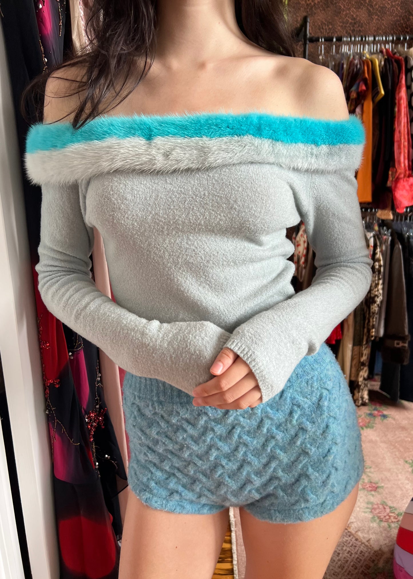 Blumarine Fur Trim Sweater