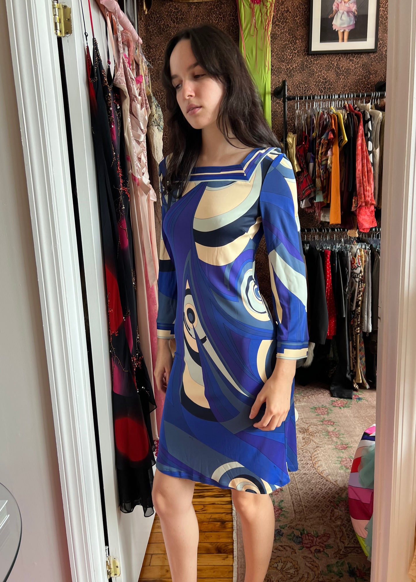 Emilio Pucci Blue Silk Printed Dress