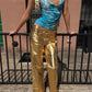 Dolce & Gabbana Gold Leather Capris