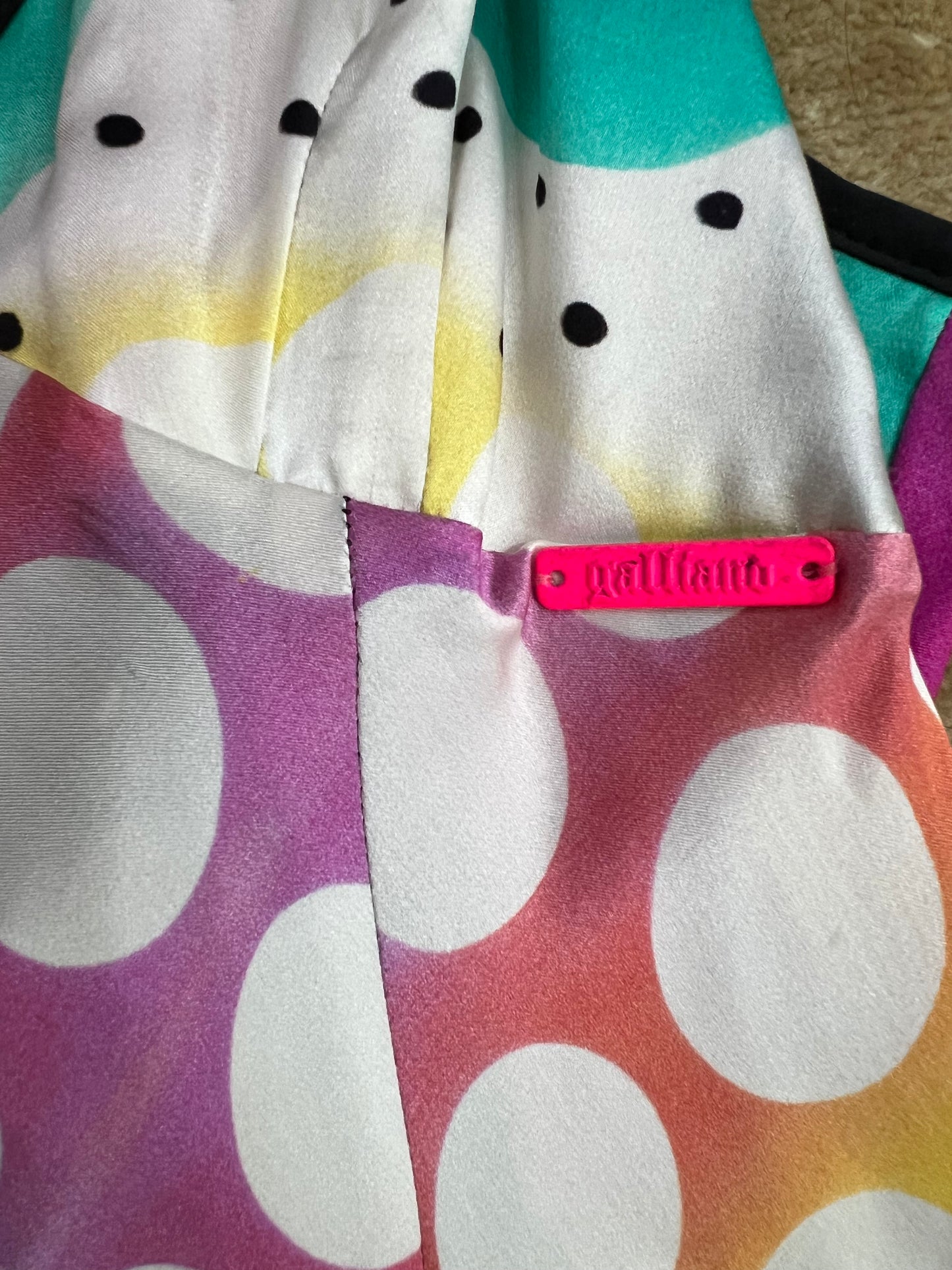 Galliano Multicolor Polka Dot Silk Dress