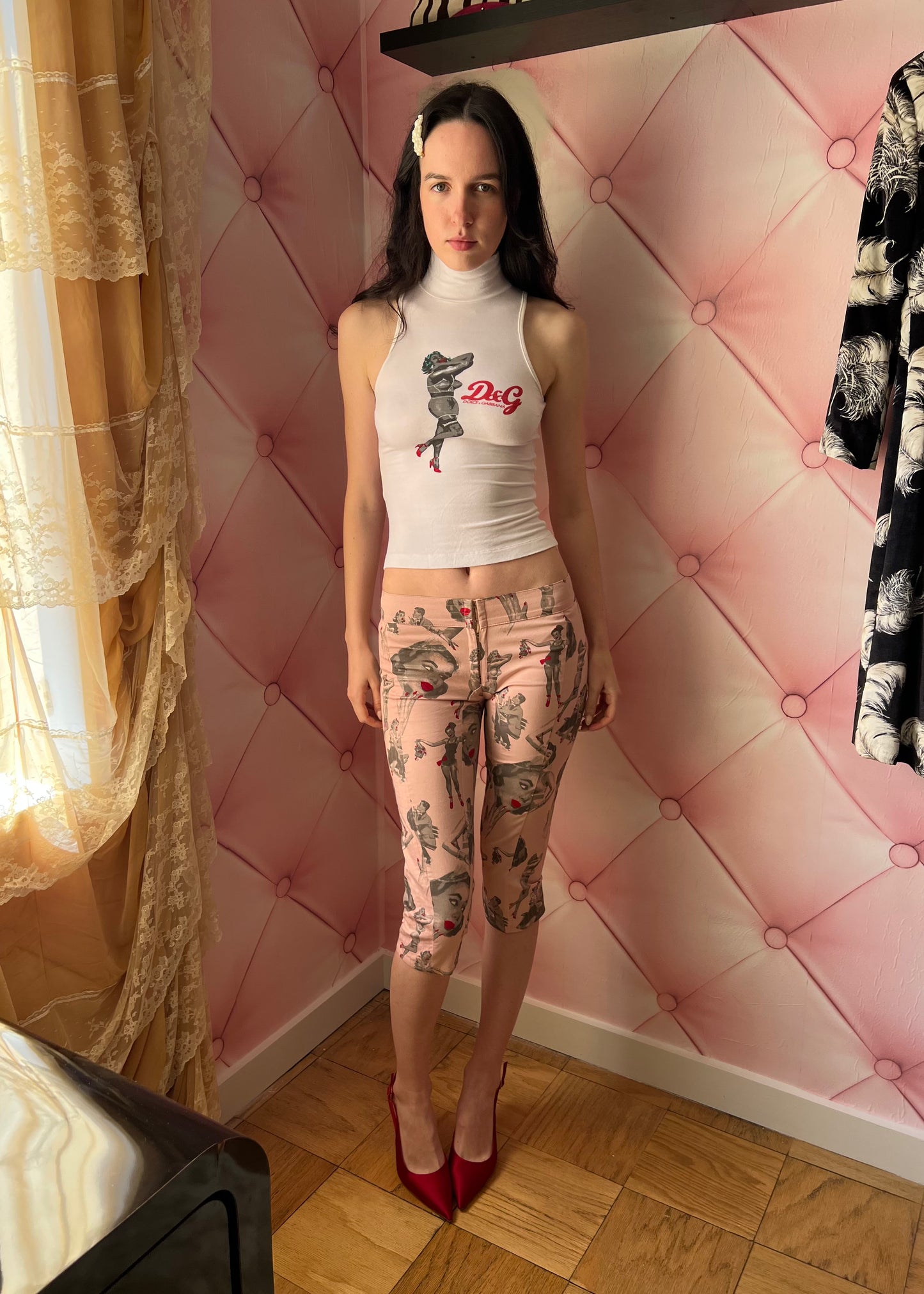 D&G SS2004 PIn-Up Turtleneck Graphic Tank