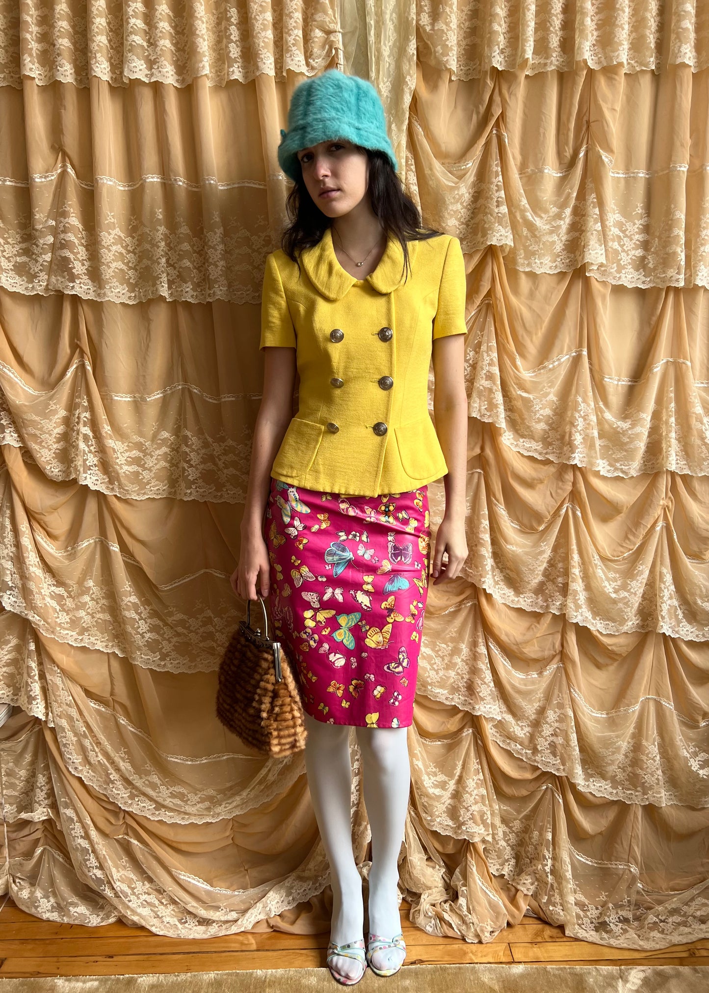 D&G FW2000 Butterfly Pencil Skirt