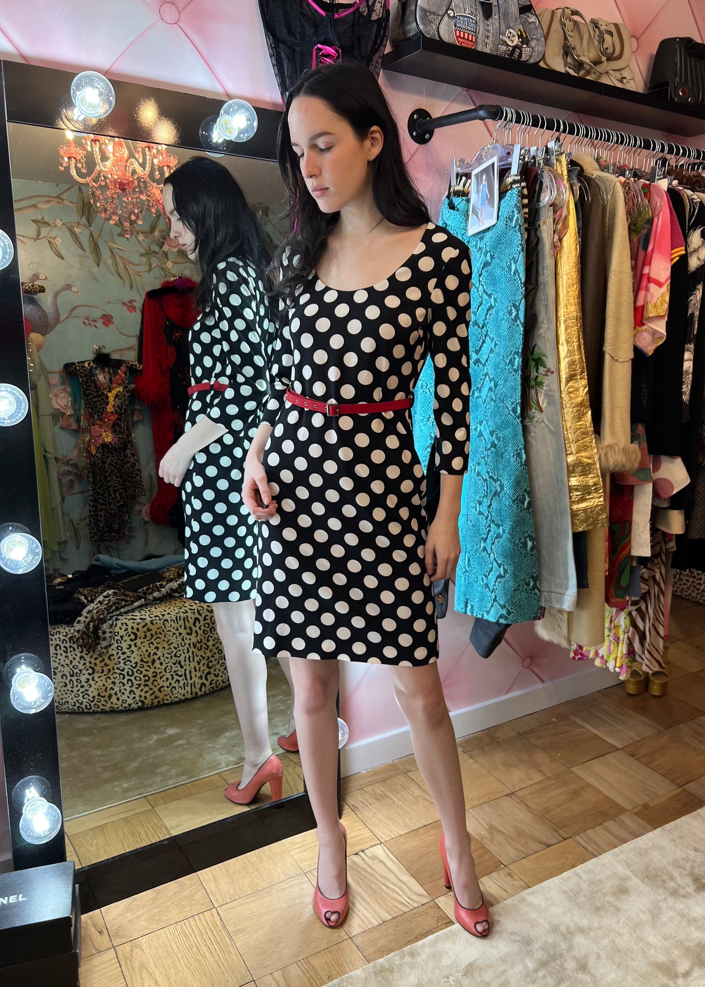 Moschino Polkadot Dress with Belt