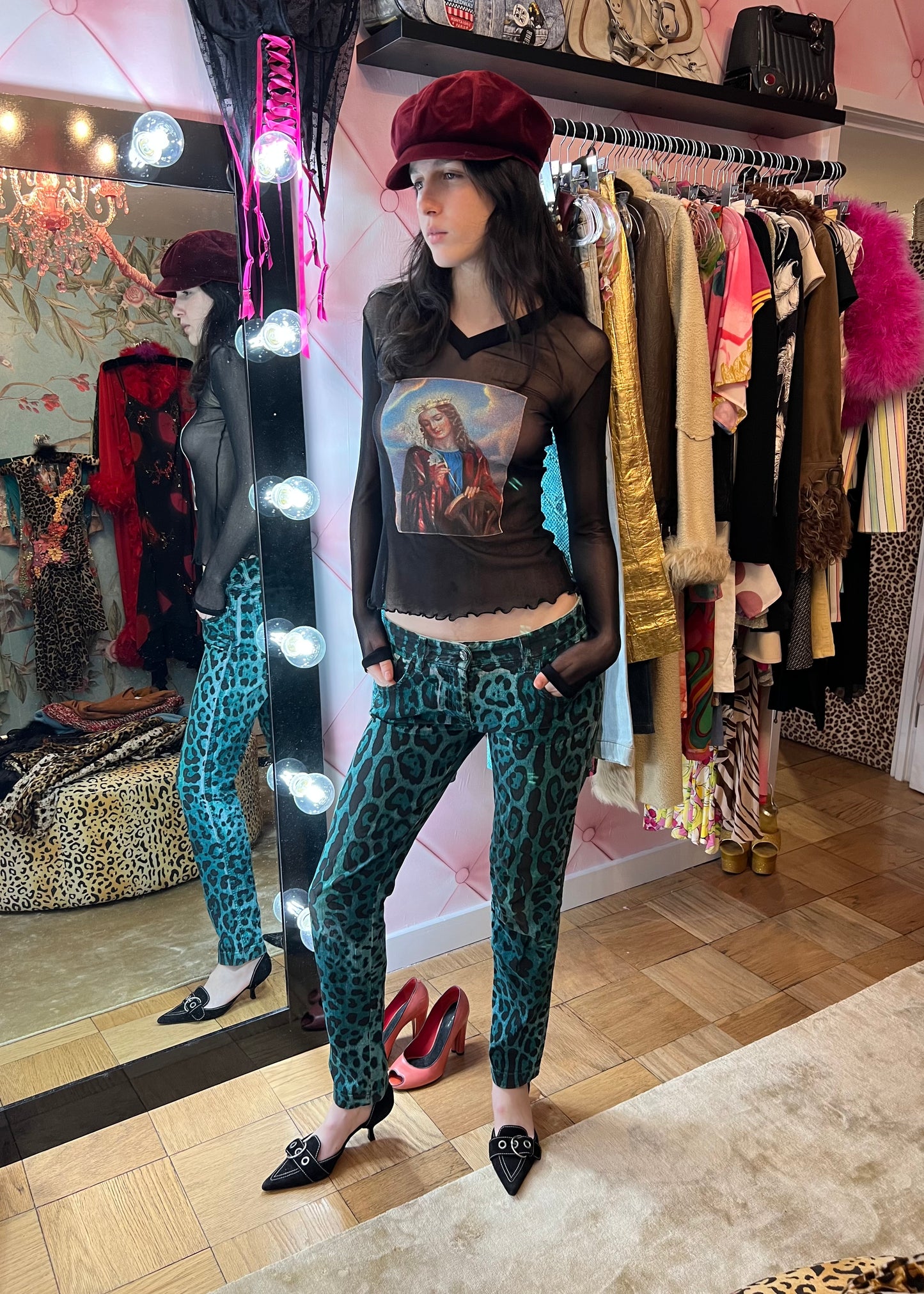 Dolce & Gabbana Blue Leopard Jeans
