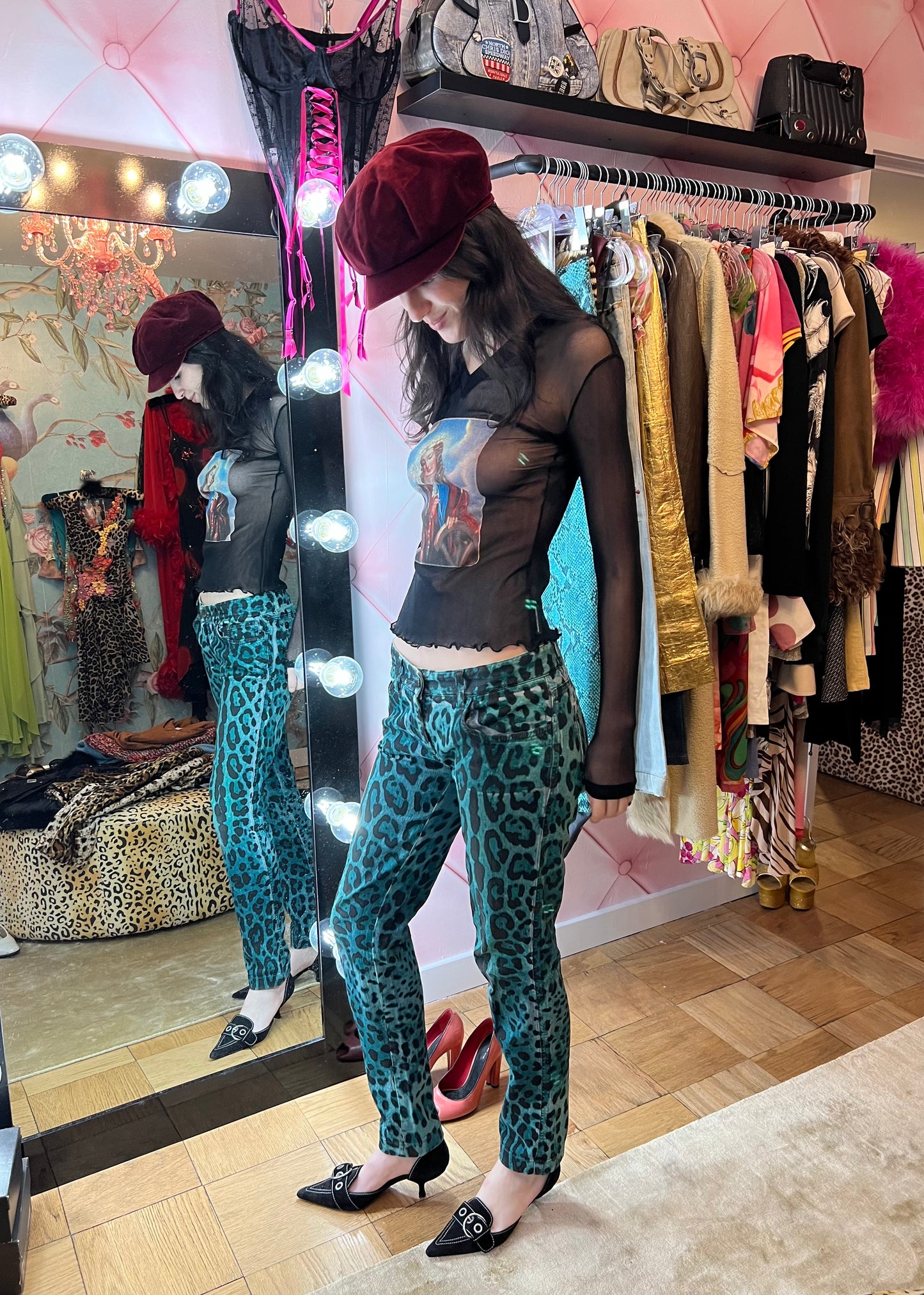 Dolce & Gabbana Blue Leopard Jeans