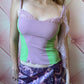 Gianni Versace 90s Silk Multicolor Lace Trim Tank