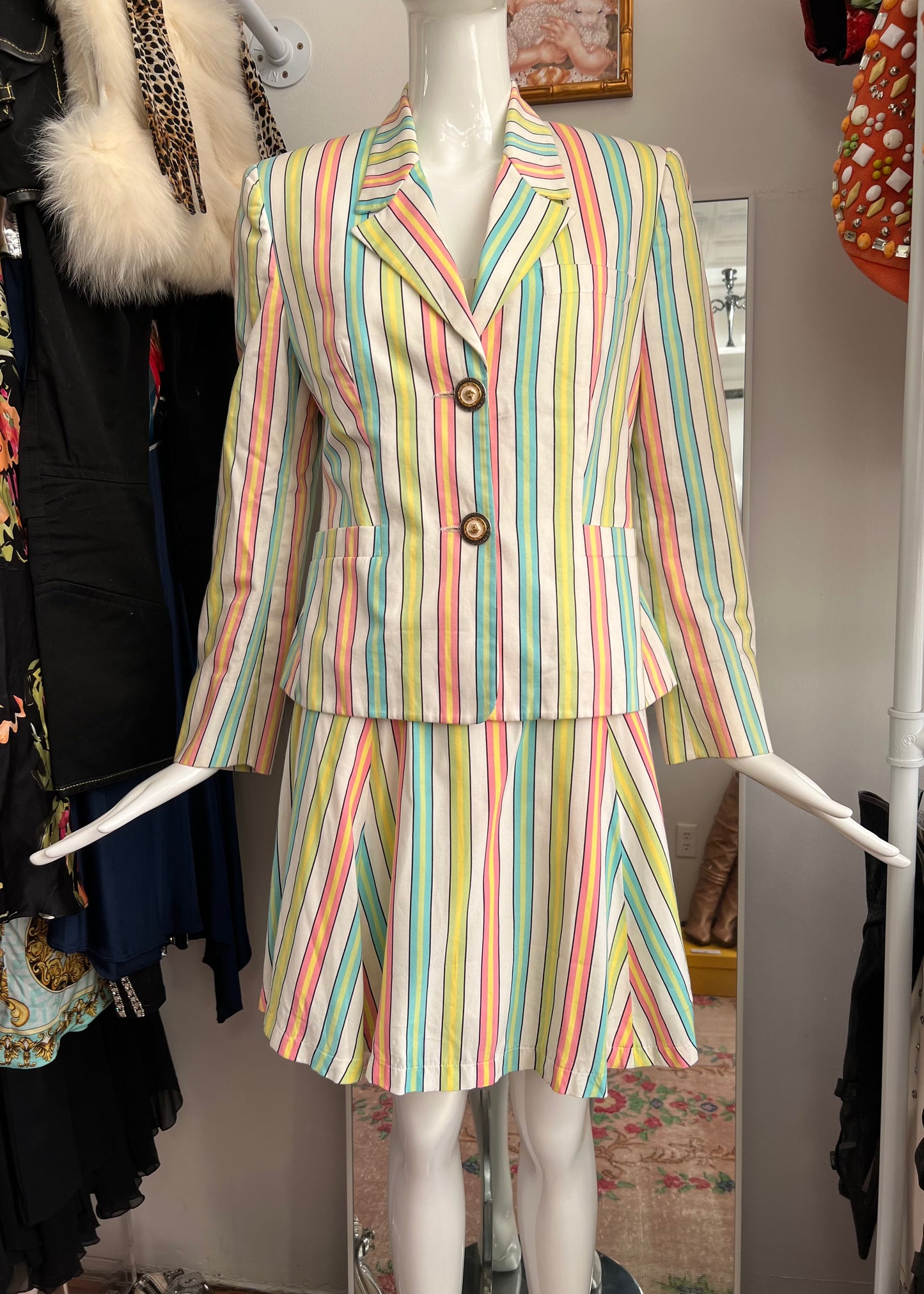 Versace SS1993 Candy Stripe Dress and Blazer