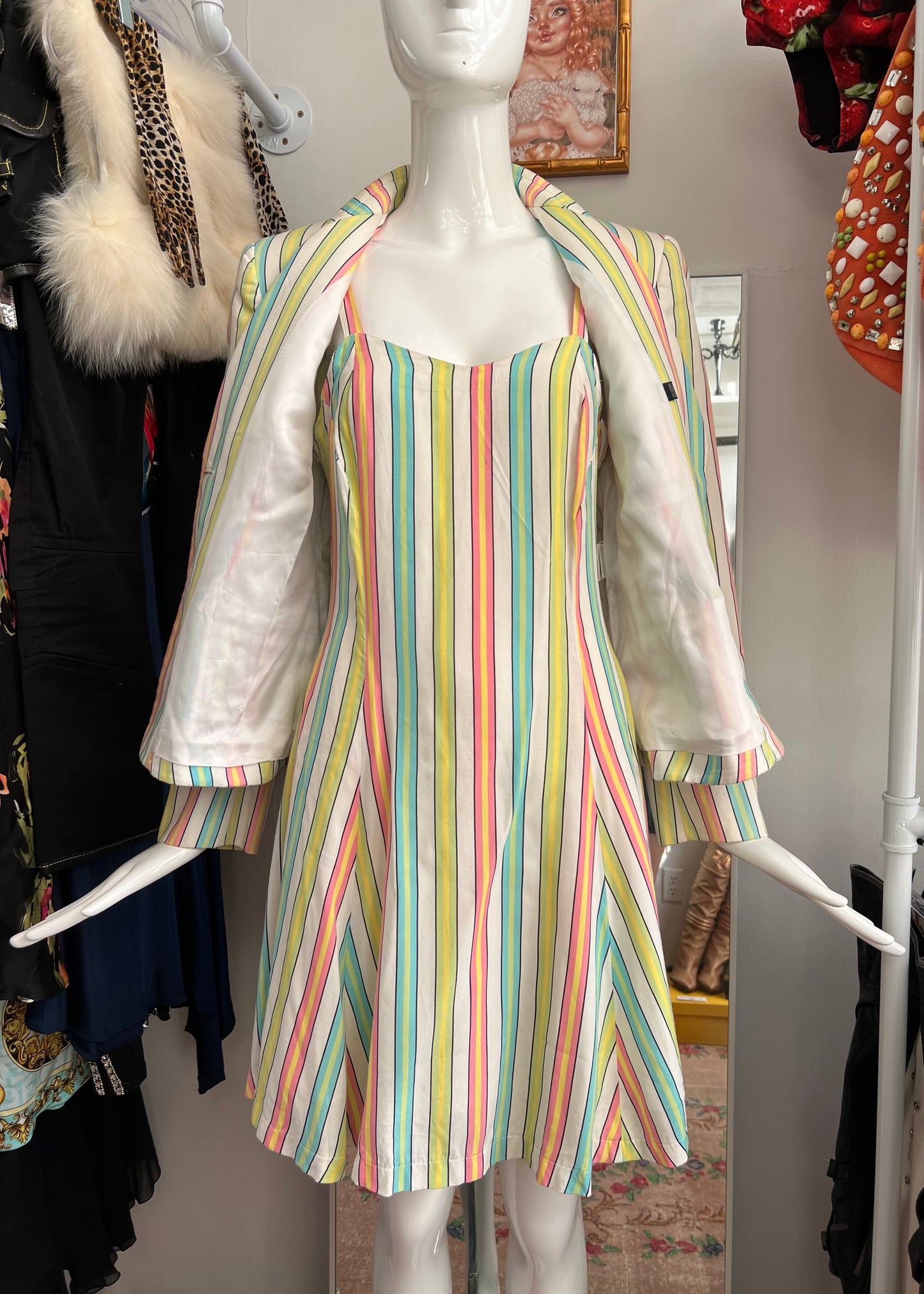 Versace SS1993 Candy Stripe Dress and Blazer