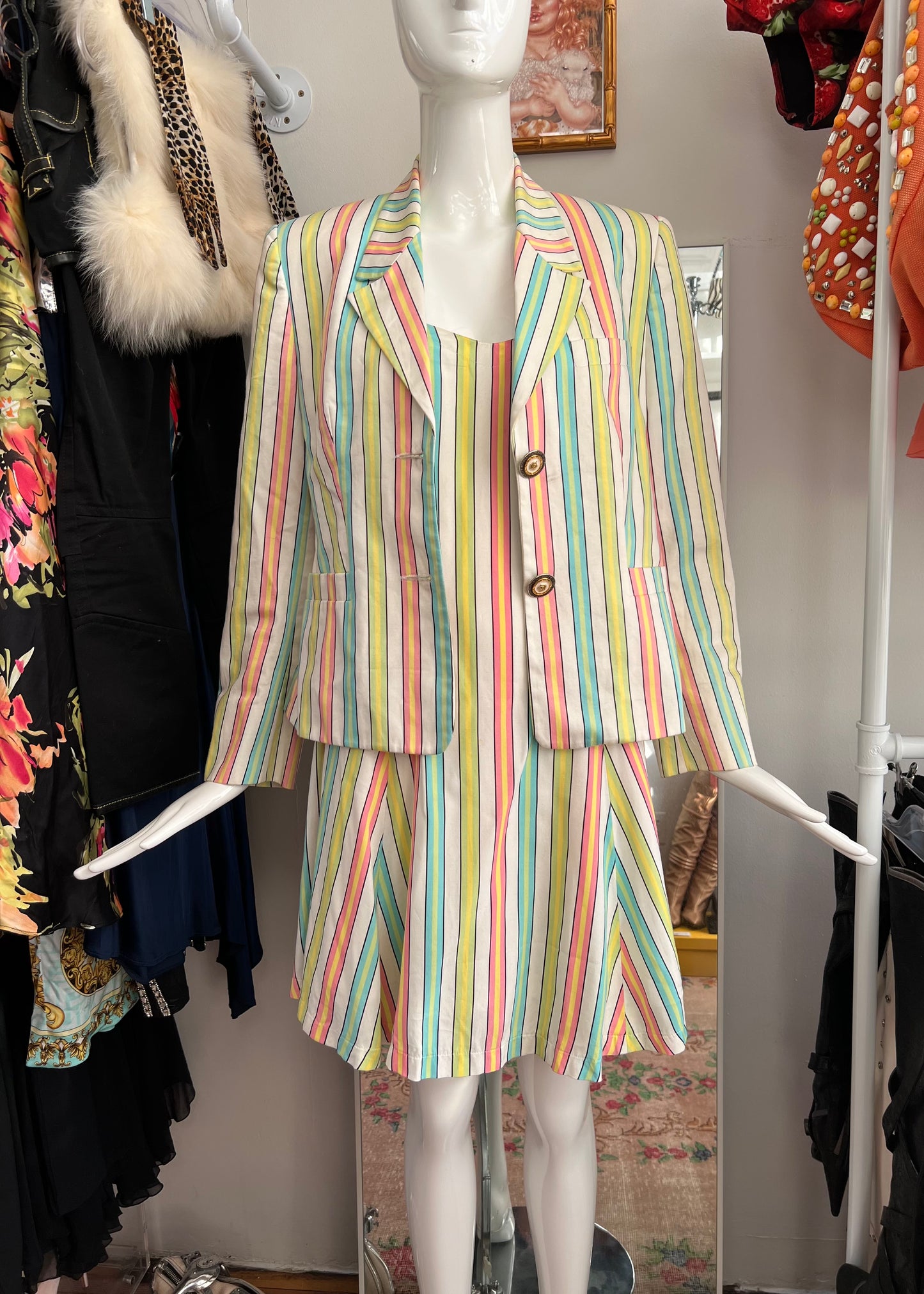 Versace SS1993 Candy Stripe Dress and Blazer