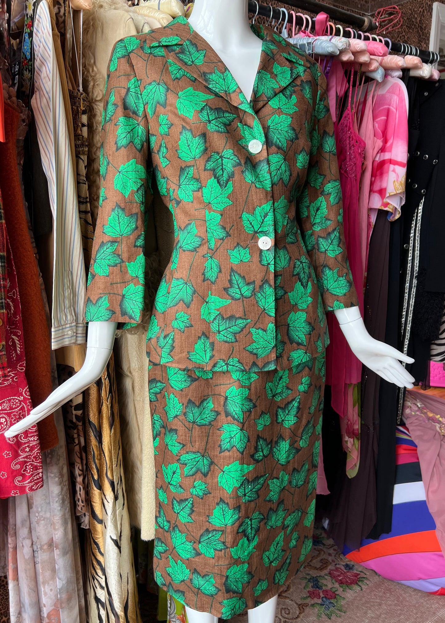 Dolce & Gabbana SS1997 Leaf Print Jacket & Skirt Set