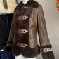 D&G Clasp Closure Fur Trim Leather Jacket