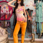 D&G Orange Washed Flare Jeans
