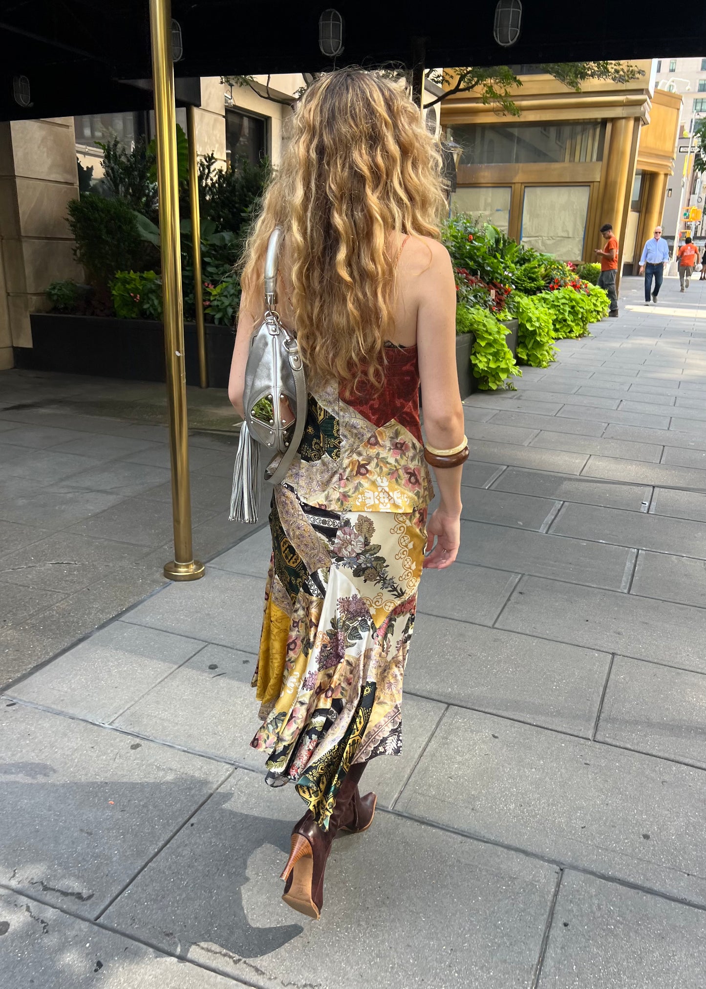 Roberto Cavalli 2005 Patchwork Printed Silk Bustier & Midi Skirt Set