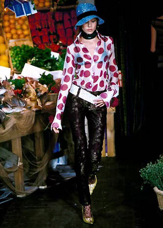 Dolce & Gabbana SS2000 Silk Polka Dot Button Up Blouse