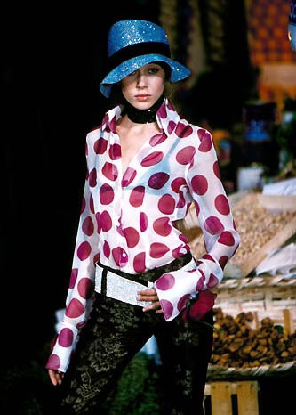Dolce & Gabbana SS2000 Silk Polka Dot Button Up Blouse