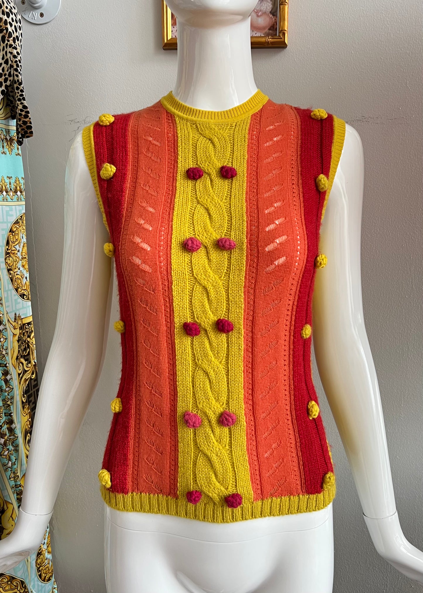 Dior FW2002 Knit Alpaca Vest with Pom Poms